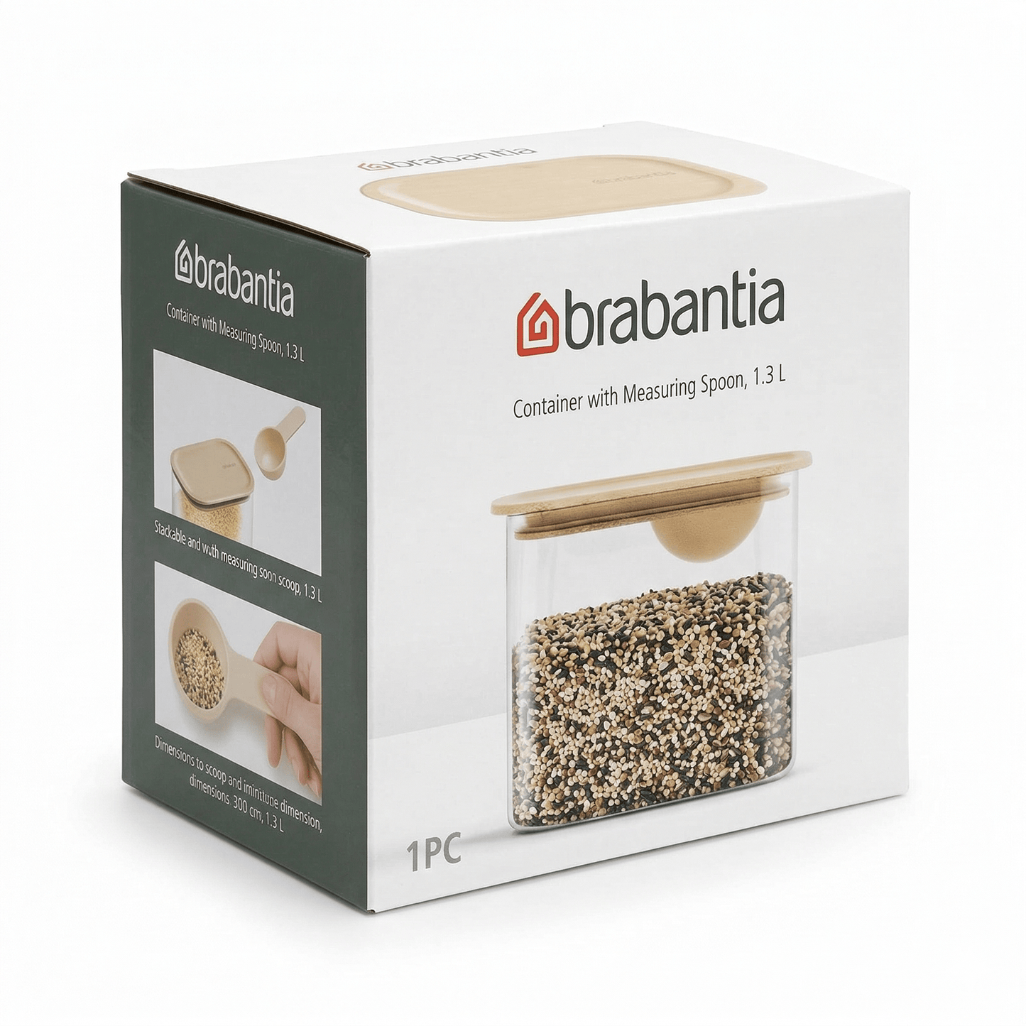 BRABANTIA VOORRAADBAKJE MET MAATLEPEL 1,3 L 5054903970163