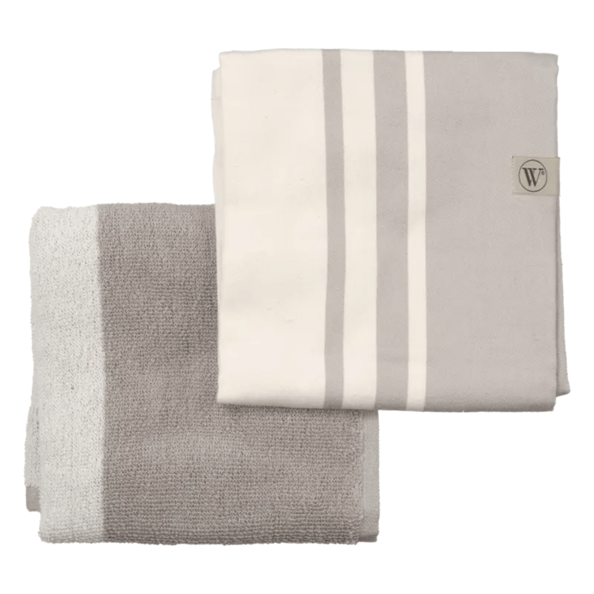 Walra Stone Stripe Keukentextielset Grijs en Wit | COOKVERO 8719023710446