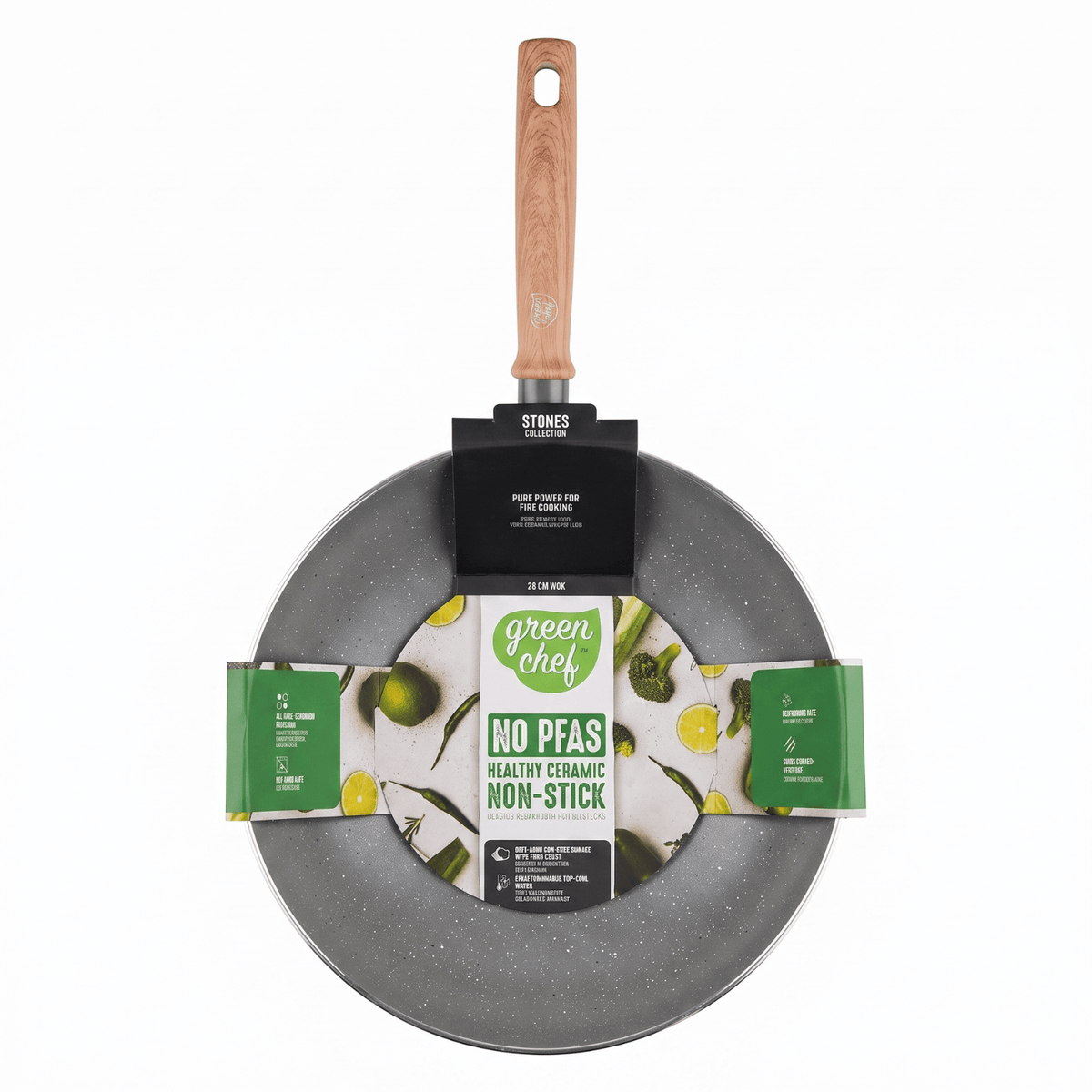 GreenChef Stone Wokpan 28cm | COOKVERO 4894871014329