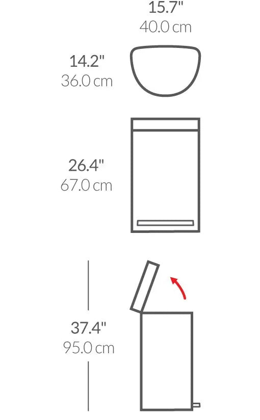 SIMPLEHUMAN LINER POCKET HALF ROND PEDAALEMMER – ZWART 45 LITER 0838810025810