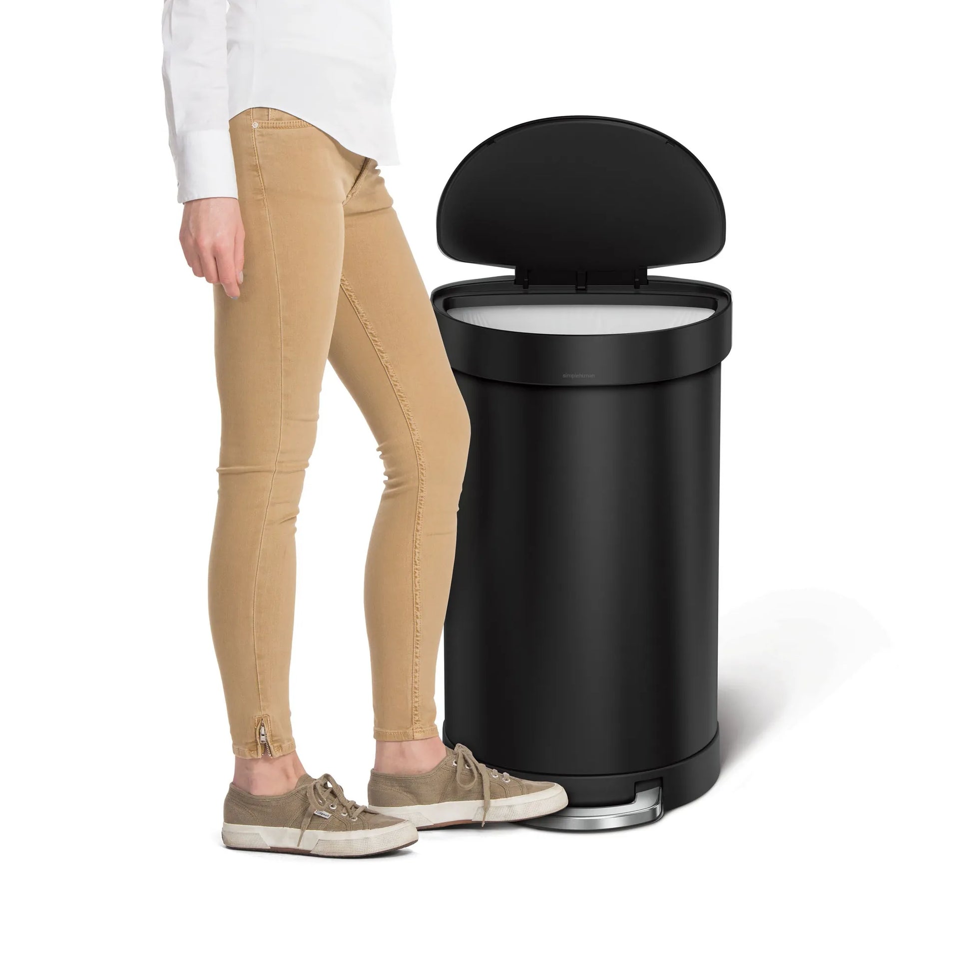 SIMPLEHUMAN LINER POCKET HALF ROND PEDAALEMMER – ZWART 45 LITER 0838810025810