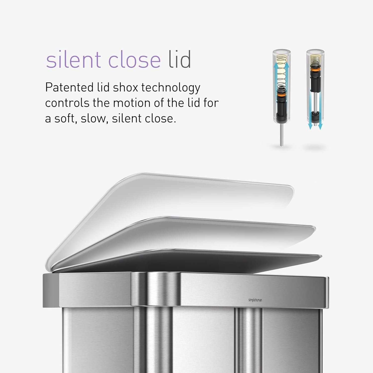 SIMPLEHUMAN RECTANGULAR LINER POCKET PEDAALEMMER – 58 LITER 0838810018126