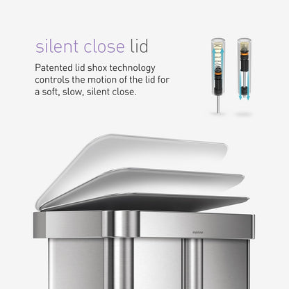SIMPLEHUMAN RECTANGULAR LINER POCKET PEDAALEMMER – 58 LITER 0838810018126