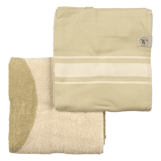 Walra Circle & Stripes Keukentextielset Groen | COOKVERO 8719023711085